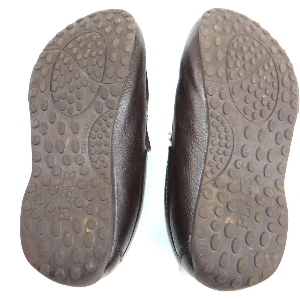 Kids Brown Faux Leather Slip On Loafer Shoes Size 13‎